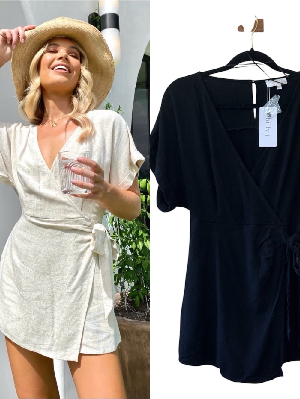 Billy J Tarika Playsuit Linen Romper in Black Size 6